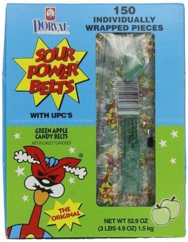 Sour Power Green Apple, Individually Wrapped Belts, 52.9 Ounce (Pack of 150)