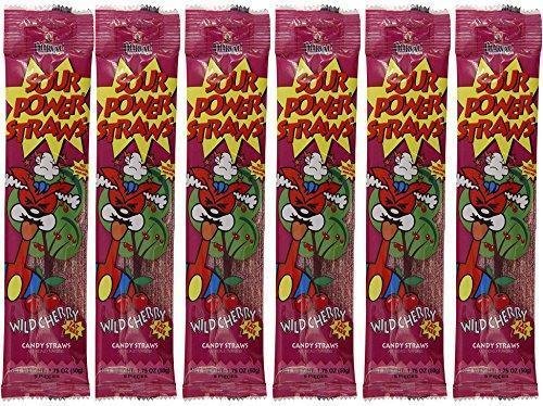 Sour Power Candy Straws, Flavored With Wild Cherry, 6-Pack(Wild Cherry, 6-Pack)