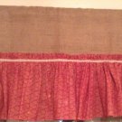 Burlap valance with a dark red Ruffel
