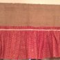 Burlap valance with a dark red Ruffel