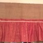 Burlap valance with a dark red Ruffel