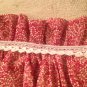 Burlap valance with a dark red Ruffel