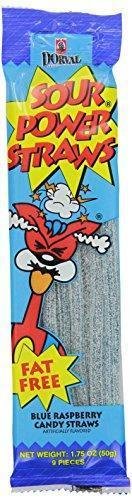 Sour Power Candy Straws, Blue Raspberry, 24-Count