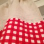 White Burlap and Red Gingham Valance