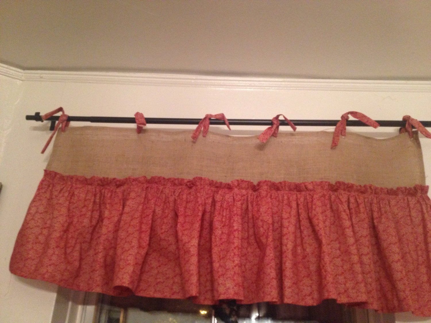 Burlap valance with cute ties