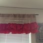 Red and burlap ruffeled Valance