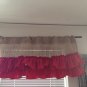 Red and burlap ruffeled Valance