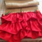Christmad table runner burlap and red ruffles
