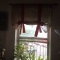 Burlap tie up valance with Red bow