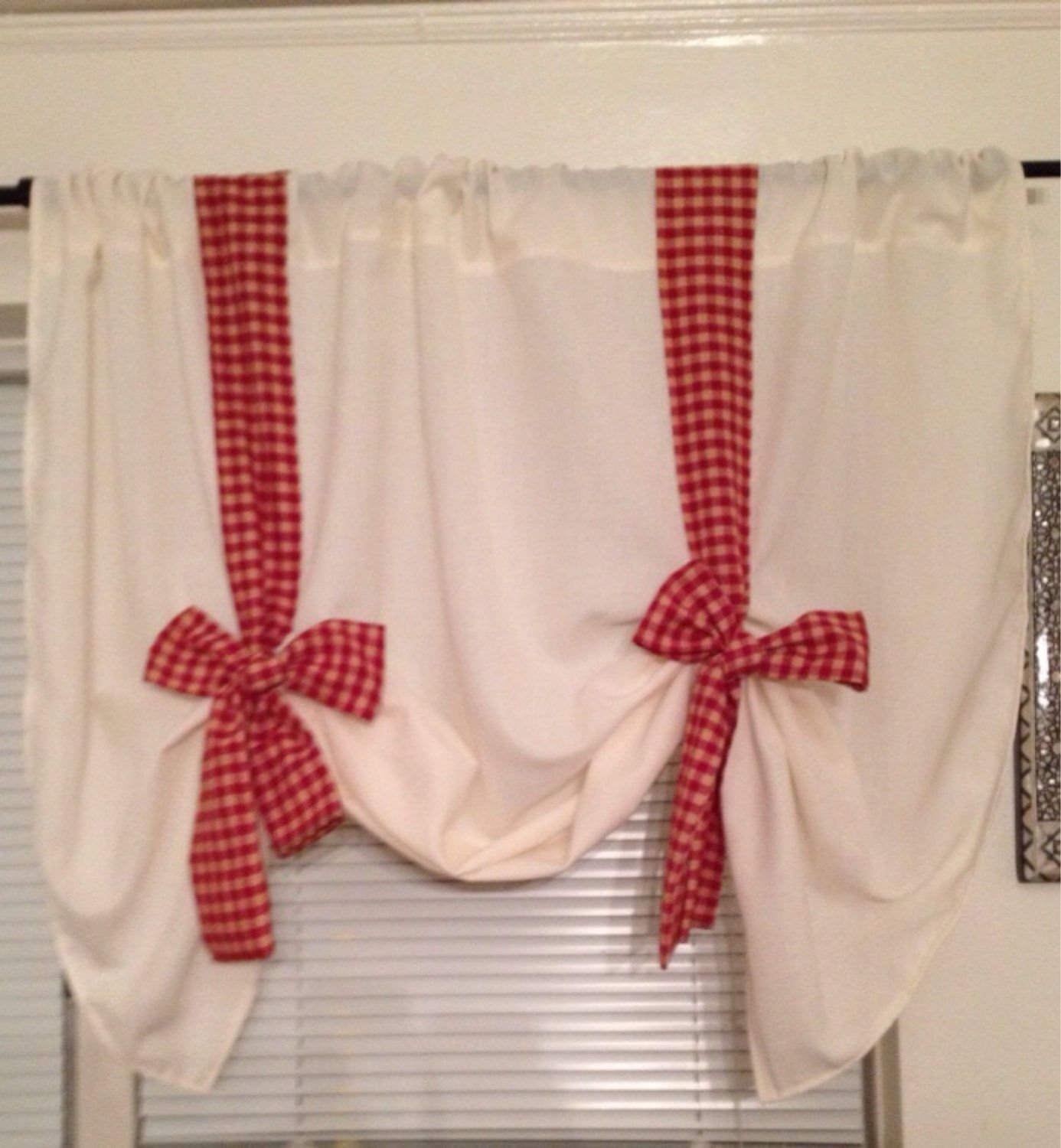 Tie Up Valance with burgundy gingham