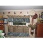Burlap Valance with hunter green ruffles and and matching ties