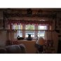Burlap Valance with hunter green ruffles and and matching ties