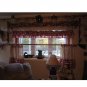 Burlap Valance with hunter green ruffles and and matching ties