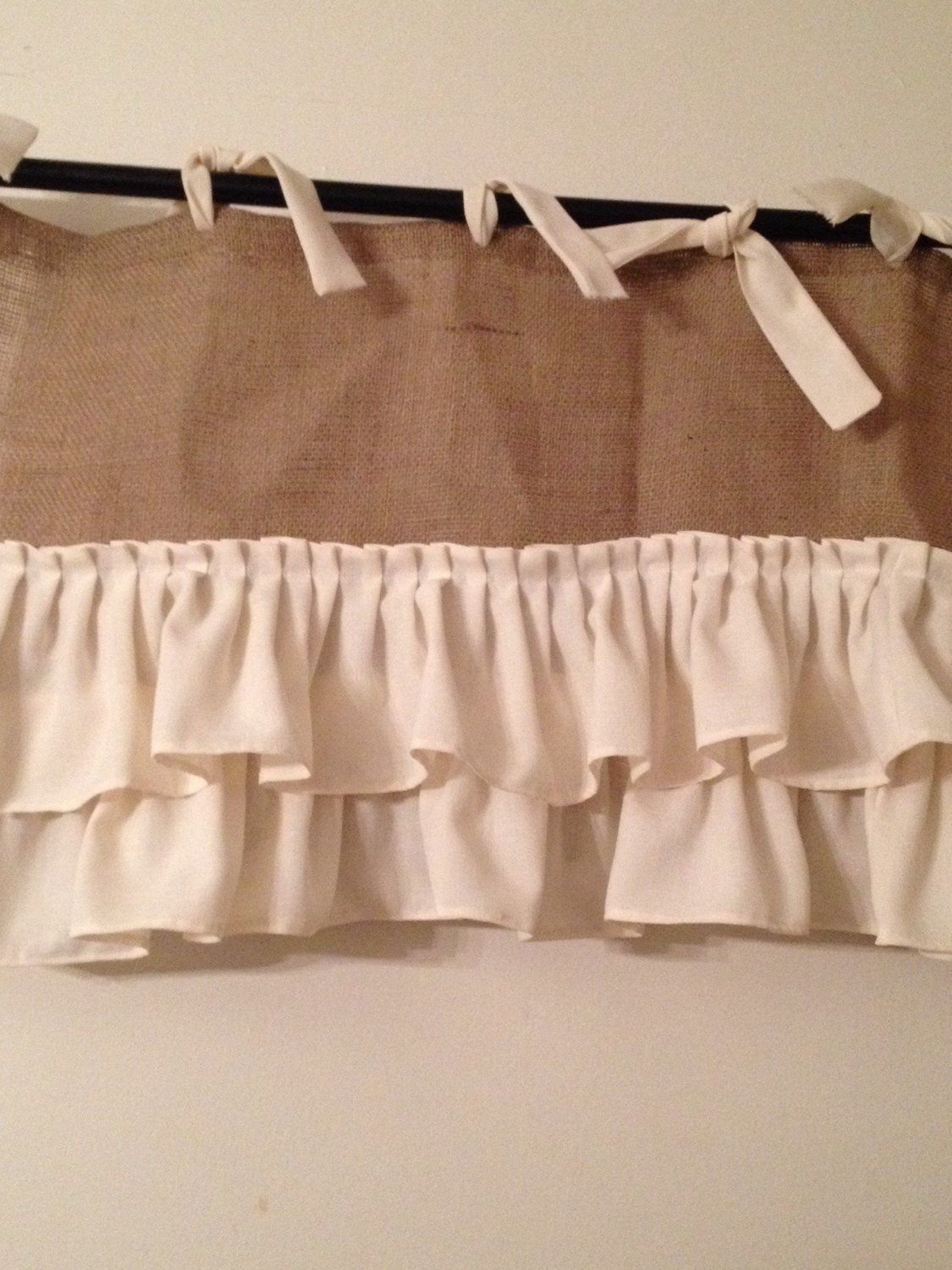 Burlap Valance with Ruffles and ties