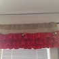 Christmas red ruffels and burlab valance with 6 large bells