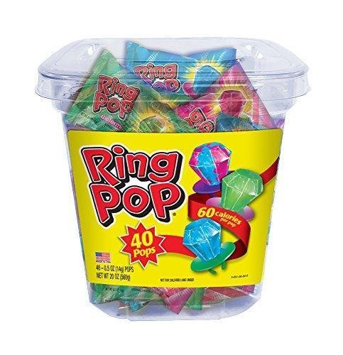 Ring Pop Candy Lollipops, 0.5 Ounce (40 Count Tub)