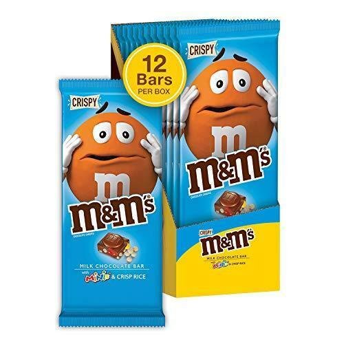 M&M'S Minis & Crispy Rice Chocolate Candy Bars, 4-Ounce Bar (Pack of 12)