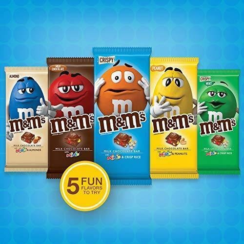 M&M'S Minis & Crispy Rice Chocolate Candy Bars, 4-Ounce Bar (Pack of 12)