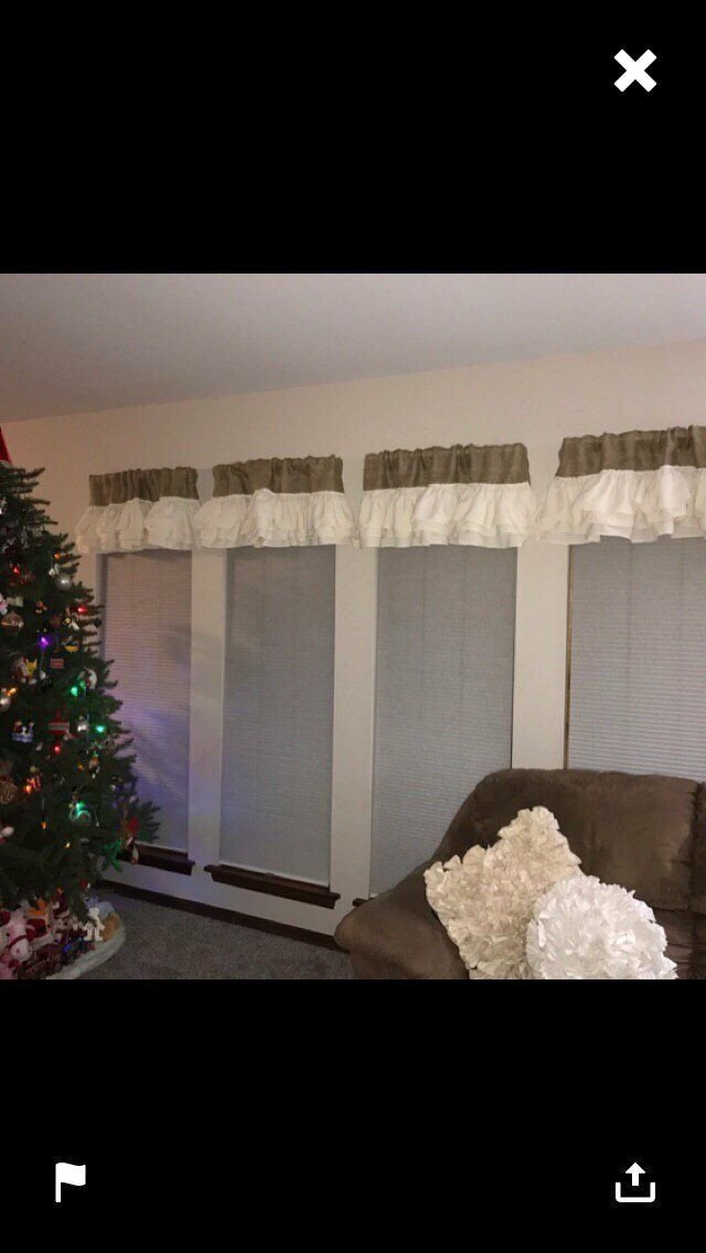Natural burlap valance w ivery ruffles