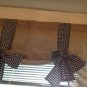 Burlap and black Gingham Tie Up Valance