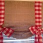 Burlap Tie Up Valance with Red Gingham