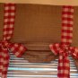 Burlap Tie Up Valance with Red Gingham