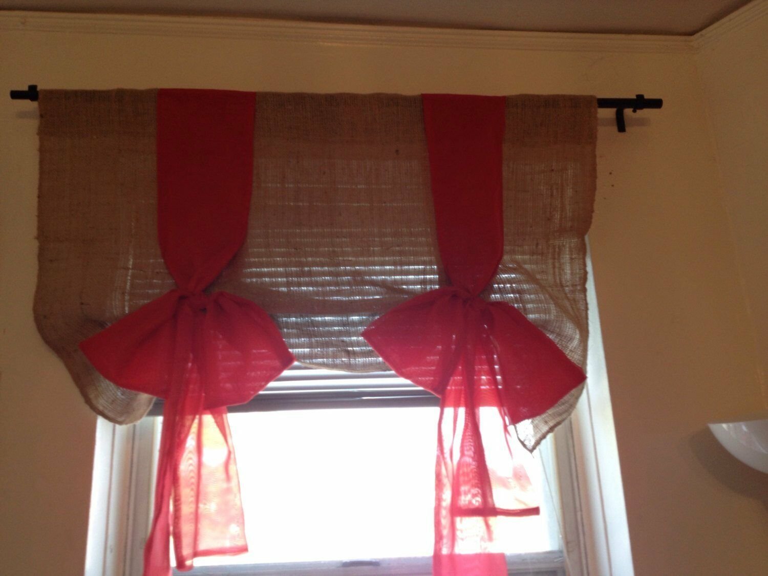 Burlap Tie Up Valance Holiday spirits
