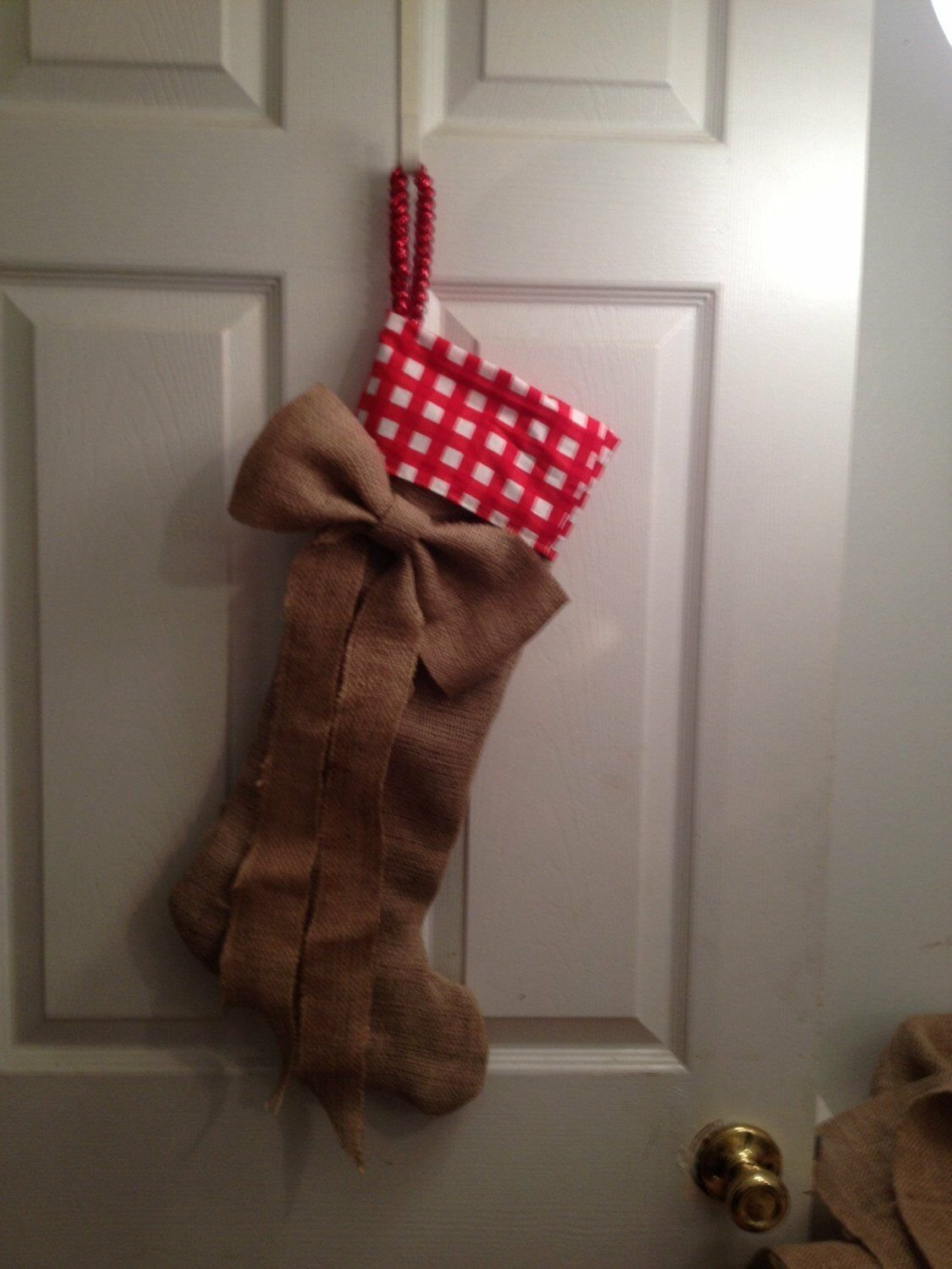 Holidays Burlap stocking with big burlap bow