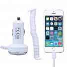 USB Car Charger Adapter Coil Cable Cover For iPhone 5 5S