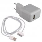 USB AC Wall Charger + Data Cable For Apple iPad 2 EU Plug