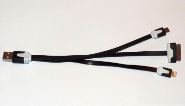 Universal 3 In 1 Flat USB Cable For iPhone 4 4S 5 5S 5C Cellphone