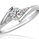 925 Sterling Silver Austria Crystal Finger Ring Wedding Jewelry