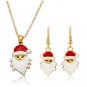 Christmas Tree Santa Claus Enamel Jewelry Set Necklace Earrings