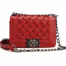 Women Plaid Knitted Chain Shoulder Bag