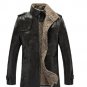 PU Leather Slim Fit Plush Lining Warm Jacket
