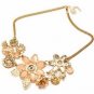 Vintage Crystal Flowers Pendant Necklace