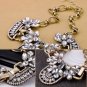 Vintage Crystal Cluster Bubble Pendant Necklace Womens