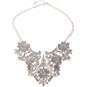 Vintage Silver Plated Flower Choker Necklace Women Jewelry