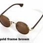 Women Men's Vintage Retro Round Golden Metal Mirrored Sunglasses