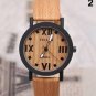 Men Women Vintage Wood Grain Roman Number Quartz Watch