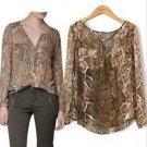 Lady Serpentine Chiffon Blouse V-neck