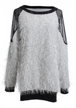 Casual Back See Through Long Sleeve Blouse Plus Size