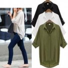 Casual Long Batwing Sleeve Transparent Chiffon Blouse