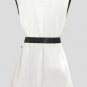 White Pleated Chiffon Blouse With Ribbon
