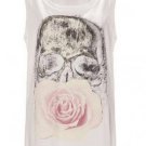 Sexy Flower Skull Print Sleeveless Cotton Vest