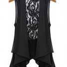 Women Sheer Sleeveless Lace Chiffon Vest Loose Tops