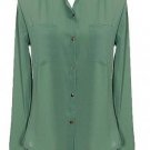 Button Pocket Long Sleeve Small Collar Blouse