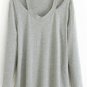 Women Neck Hollow Off Shoulder Long Sleeve Loose Blouse