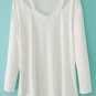 Women Neck Hollow Off Shoulder Long Sleeve Loose Blouse