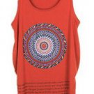 Women Printed O Neck Sleeveless Vest Loose T-shirt